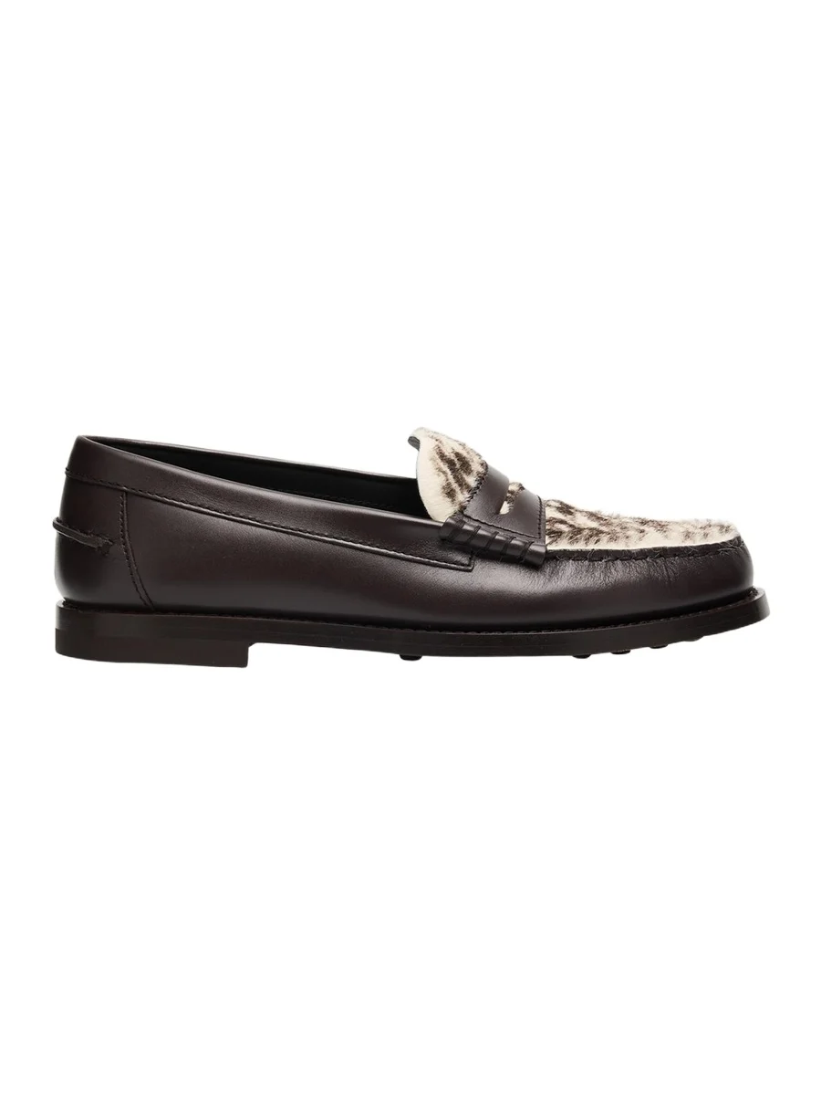 Leather and Pony Hair Penny Loafers Leather and Pony Hair Penny Loafers