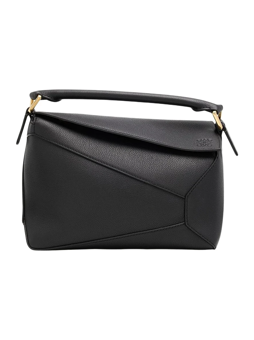 Puzzle Edge Small Top-Handle Bag in Grain Leather