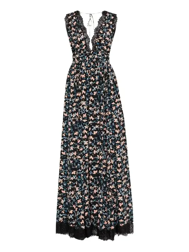 Marguerite V-Neck Silk Lace Gown