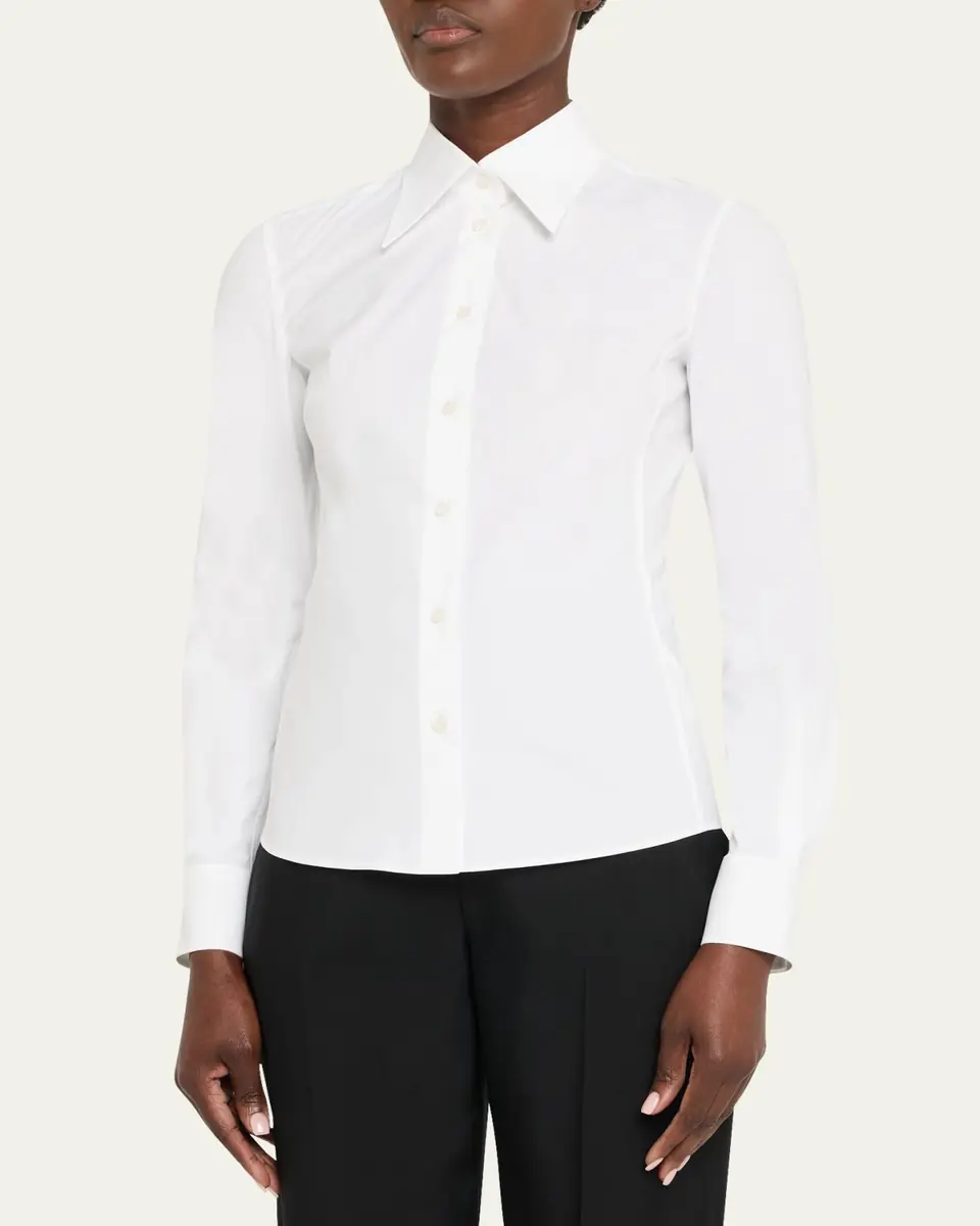 Dolce & Gabbana Cotton Poplin Fitted Button-Down Shirt | Thumbnail 4 Dolce & Gabbana Cotton Poplin Fitted Button-Down Shirt | Thumbnail 4