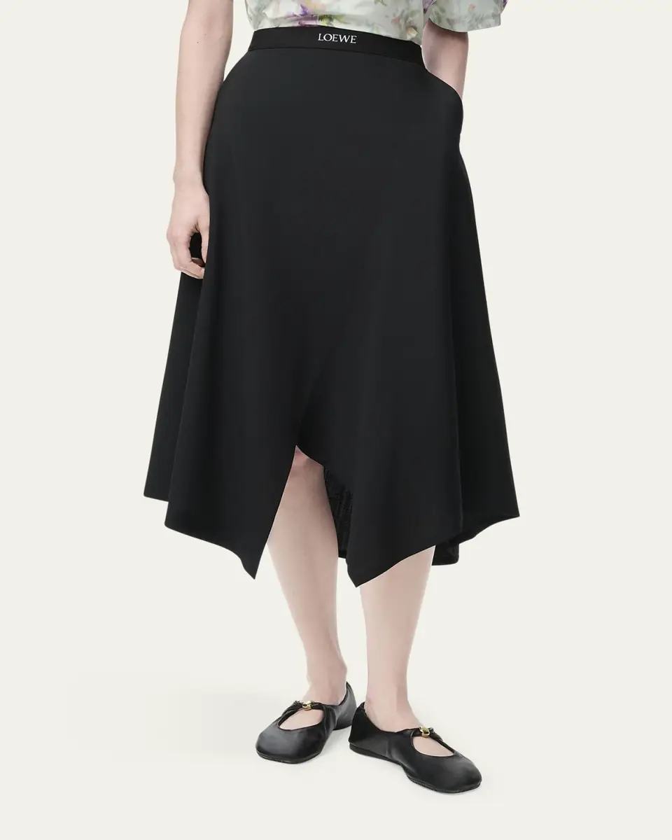 Loewe Asymmetric Logo Detail Midi Skirt | Thumbnail 2 Loewe Asymmetric Logo Detail Midi Skirt | Thumbnail 2