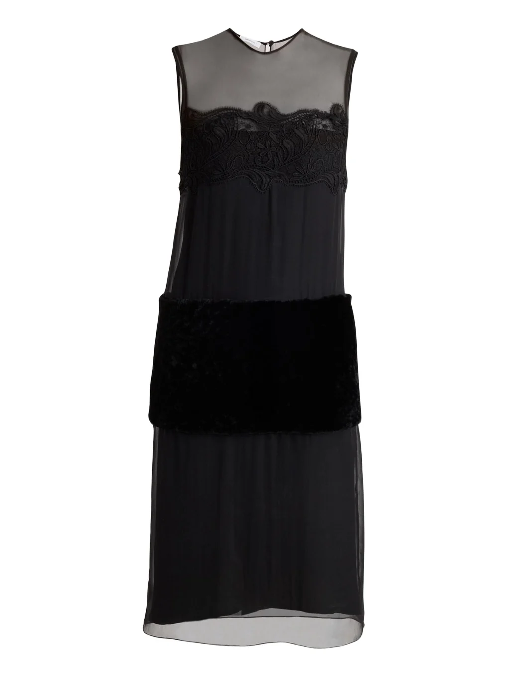 Silk Chiffon Velvet Panel Sleeveless Midi Dress Silk Chiffon Velvet Panel Sleeveless Midi Dress