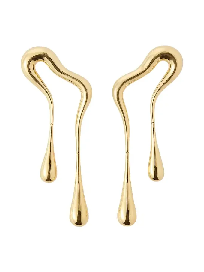 18K Yellow Gold Bold Stream Doubled Earrings 18K Yellow Gold Bold Stream Doubled Earrings