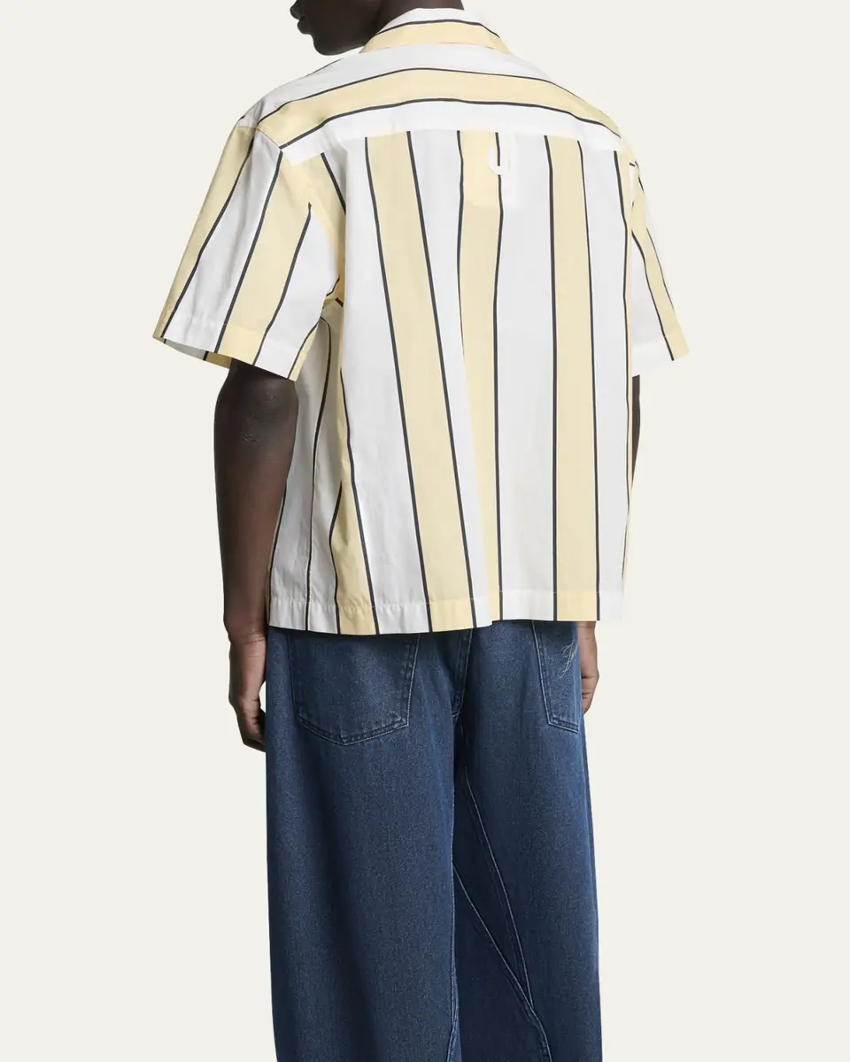 Jacquemus Men's Cotton Stripe Logo Camp Shirt | Thumbnail 3 Jacquemus Men's Cotton Stripe Logo Camp Shirt | Thumbnail 3