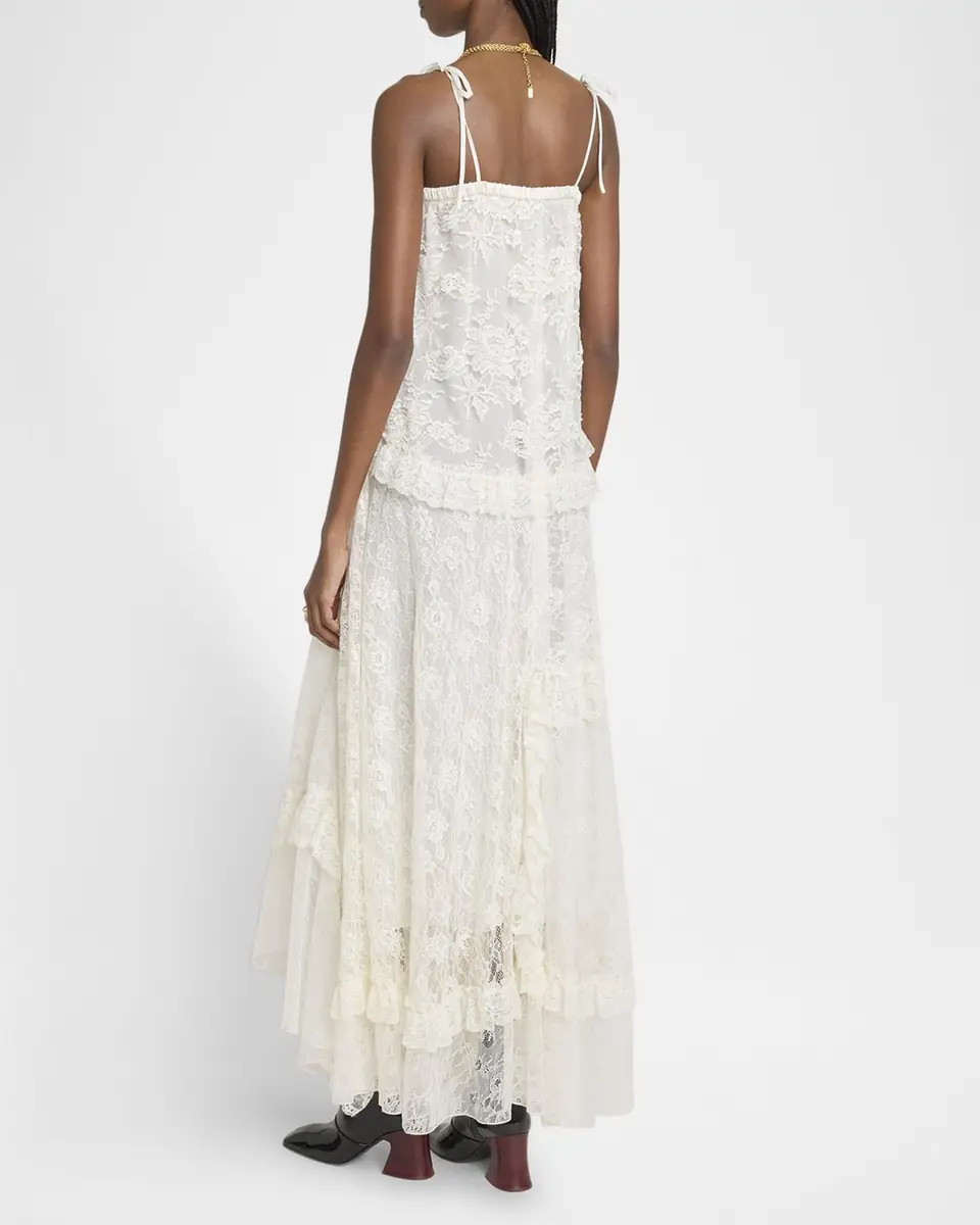 Chloé Ruffle-Trim Floral Lace Maxi Dress | Thumbnail 2 Chloé Ruffle-Trim Floral Lace Maxi Dress | Thumbnail 2