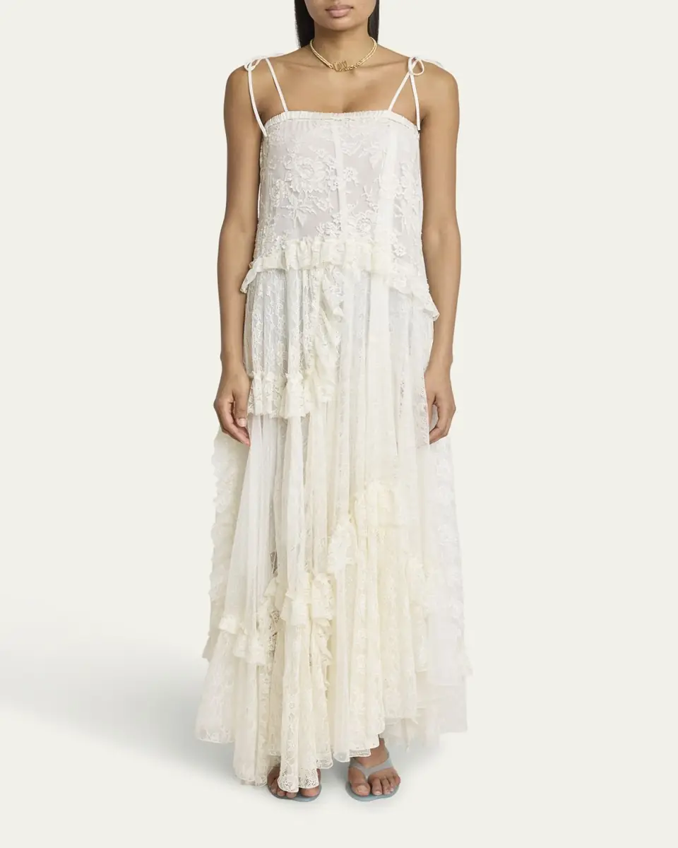 Chloé Ruffle-Trim Floral Lace Maxi Dress | Thumbnail 6 Chloé Ruffle-Trim Floral Lace Maxi Dress | Thumbnail 6
