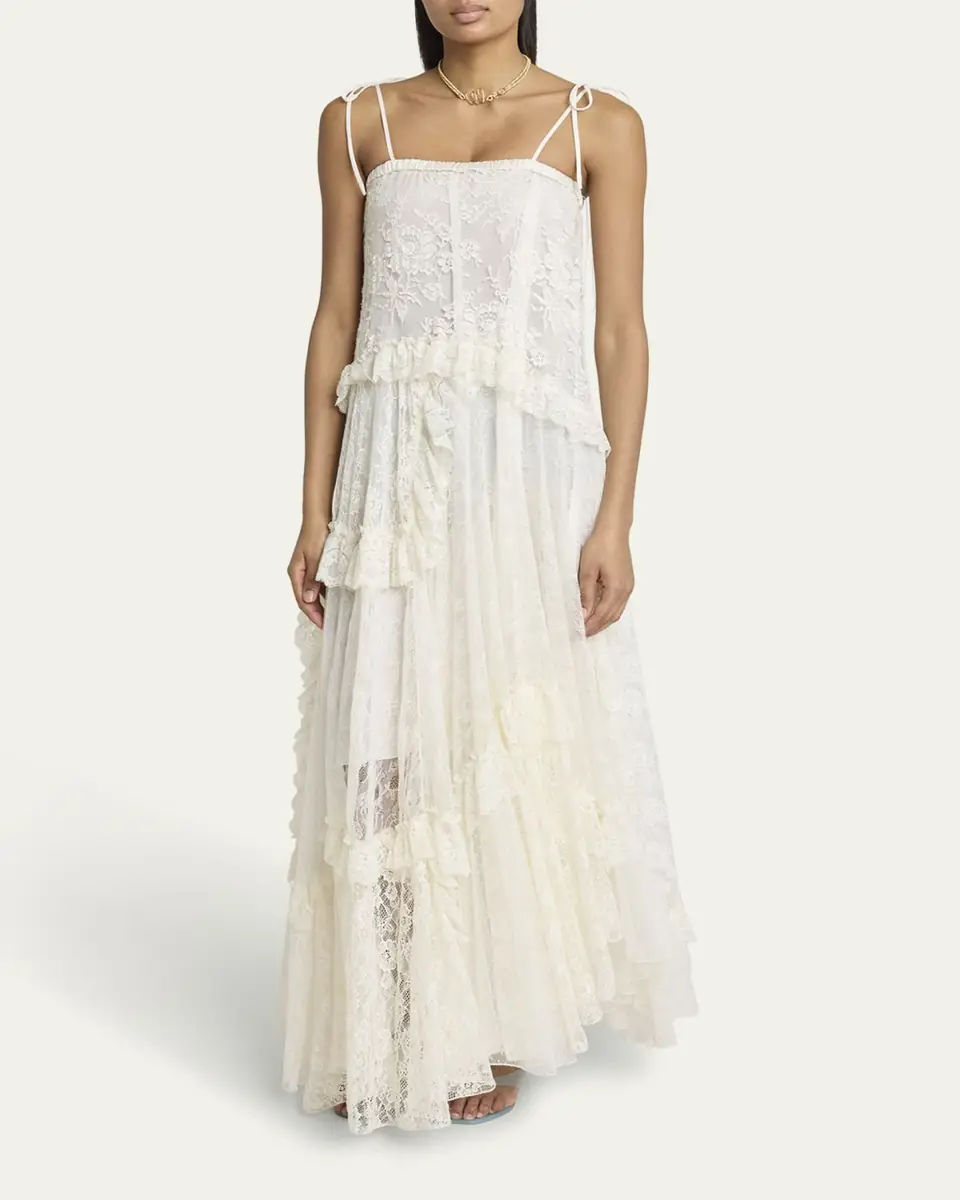 Chloé Ruffle-Trim Floral Lace Maxi Dress | Thumbnail 8 Chloé Ruffle-Trim Floral Lace Maxi Dress | Thumbnail 8