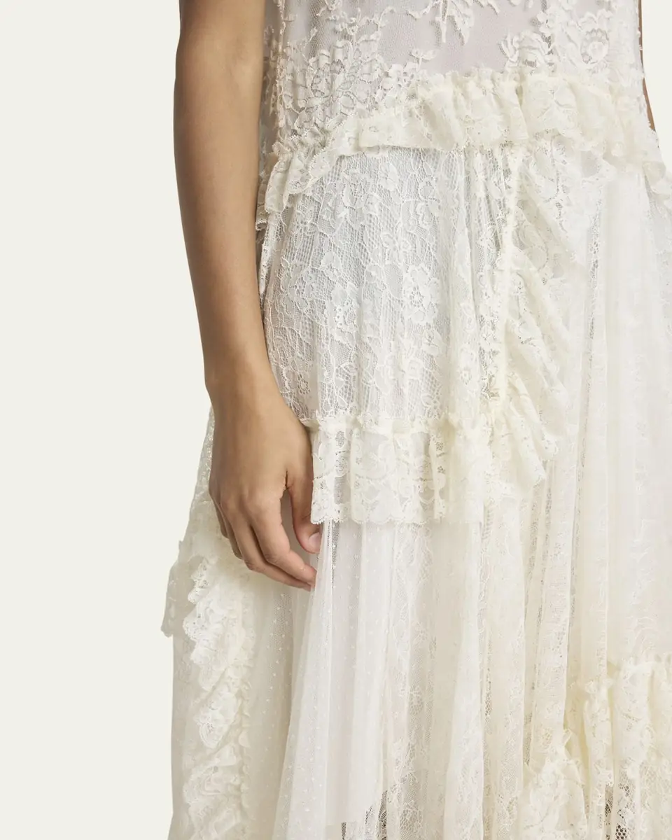 Chloé Ruffle-Trim Floral Lace Maxi Dress | Thumbnail 9 Chloé Ruffle-Trim Floral Lace Maxi Dress | Thumbnail 9