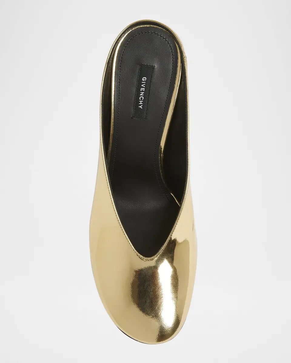 Givenchy Metallic Leather Sculpted Block-Heel Mules | Thumbnail 4 Givenchy Metallic Leather Sculpted Block-Heel Mules | Thumbnail 4