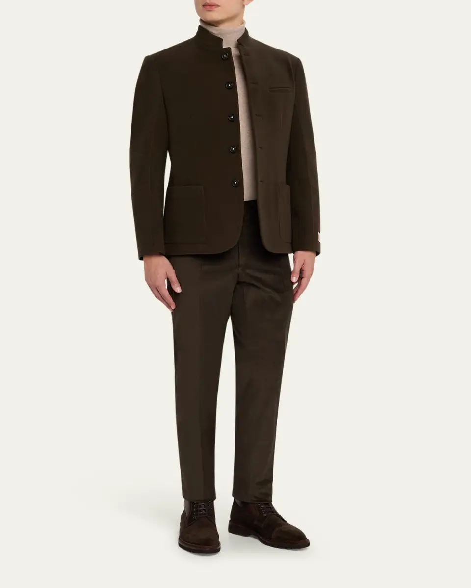 Cesare Attolini Men's Slim Corduroy Flat-Front Pants | Thumbnail 2