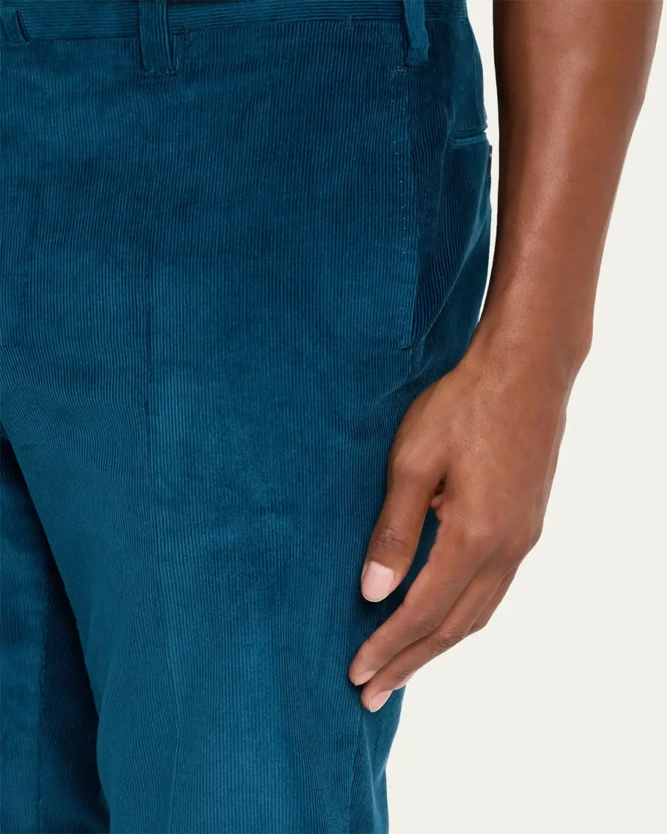 Cesare Attolini Men's Slim Corduroy Flat-Front Pants | Thumbnail 9