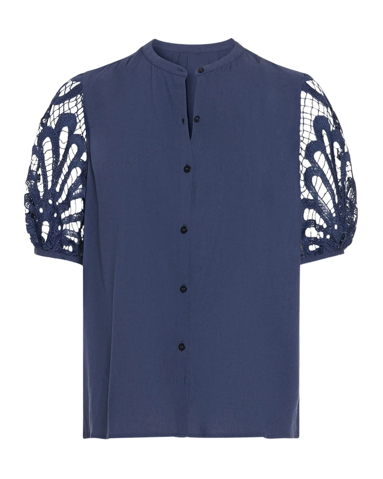 Gia Open-Knit Short-Sleeve Blouse Gia Open-Knit Short-Sleeve Blouse
