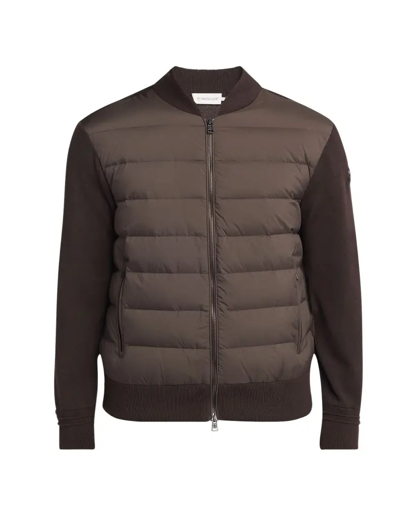 Moncler Men's Padded Nylon Knit-Sleeve Cardigan | Image 1 Moncler Men's Padded Nylon Knit-Sleeve Cardigan | Image 1