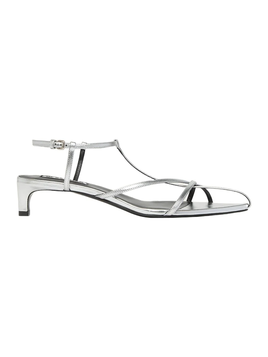 Jil Sander Metallic Kitten T-Strap Sandals