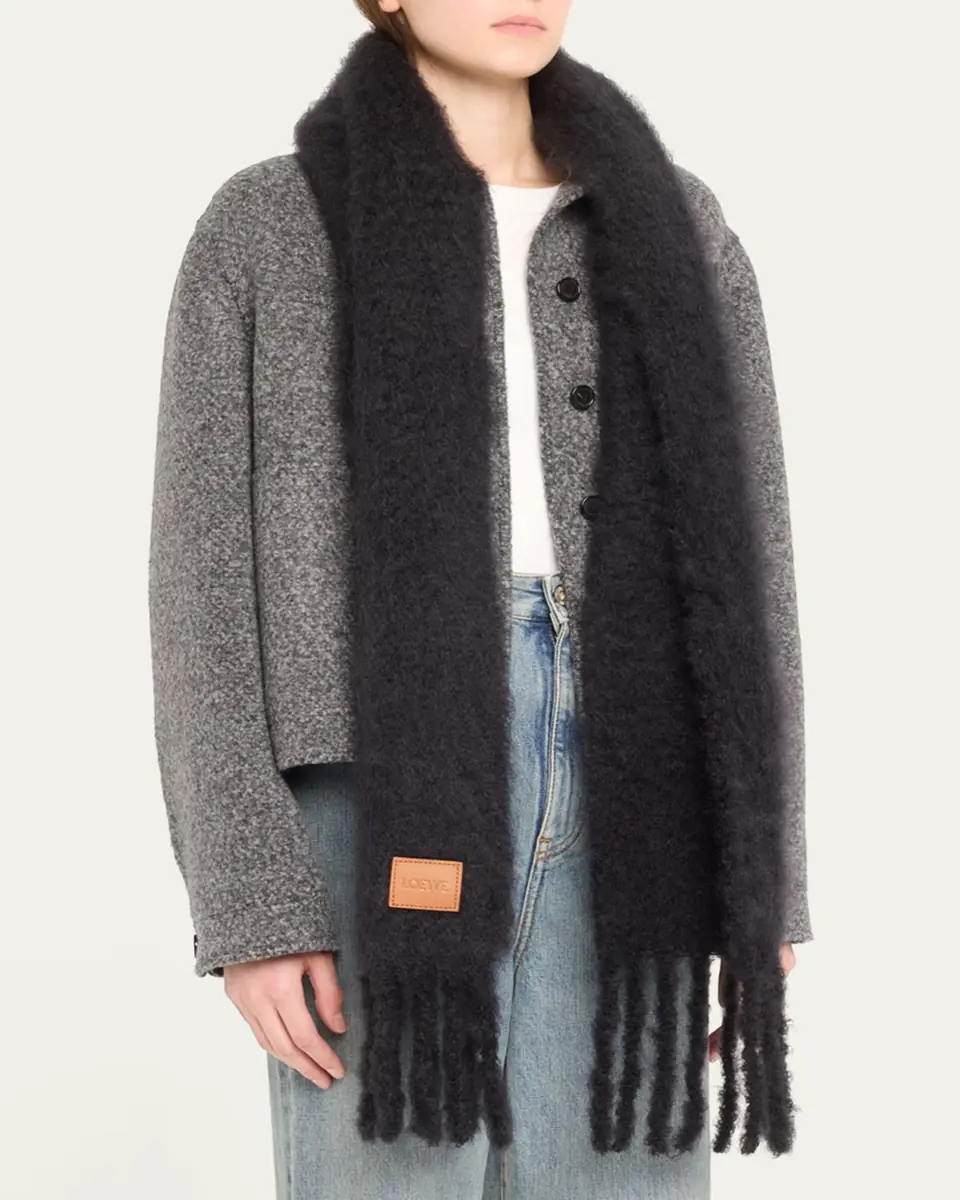 Loewe Wool-Blend Fringe Trim Scarf | Thumbnail 5 Loewe Wool-Blend Fringe Trim Scarf | Thumbnail 5