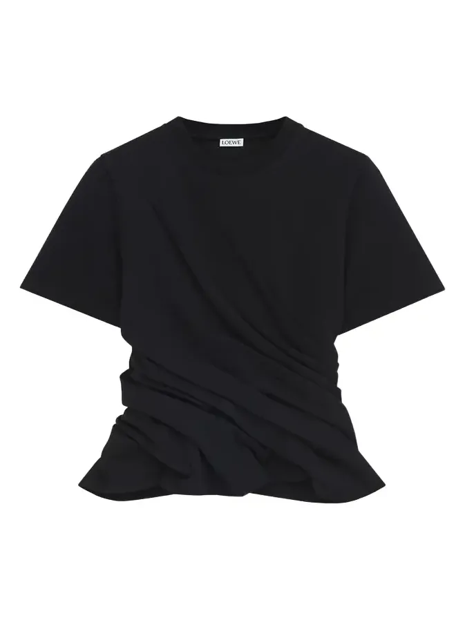 Loewe Short-Sleeve Draped Twisted T-Shirt