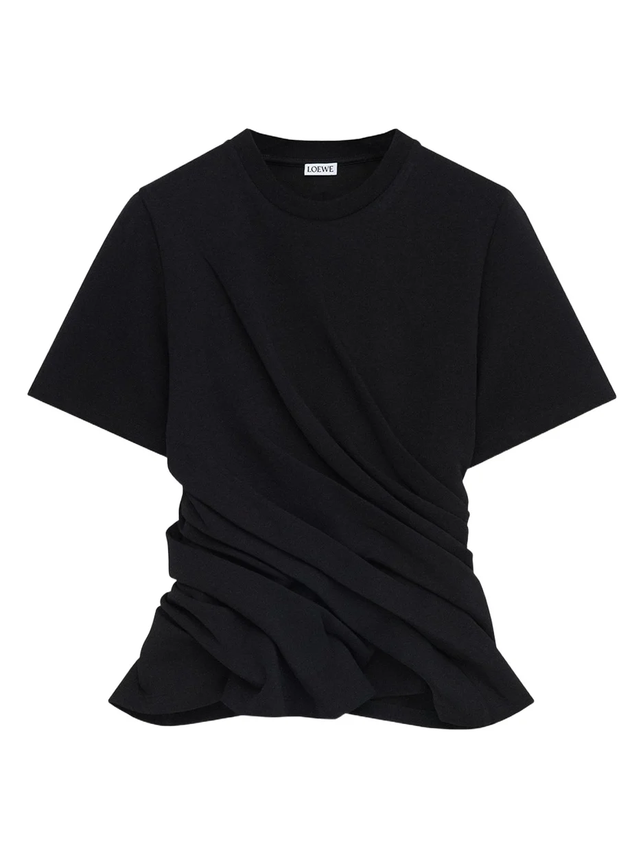Short-Sleeve Draped Twisted T-Shirt