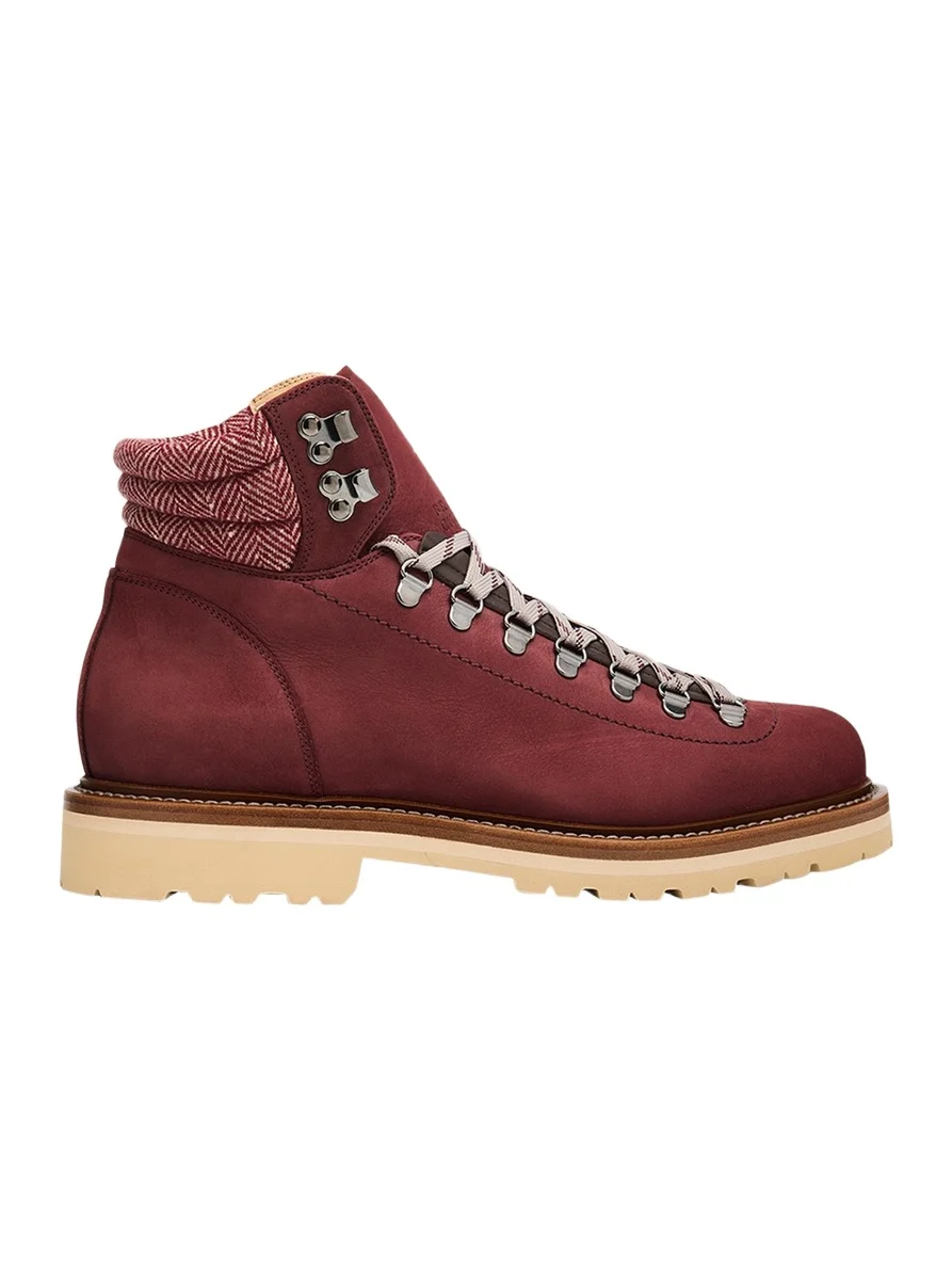 Men's Nubuck Fabric-Collar Hiking Boots