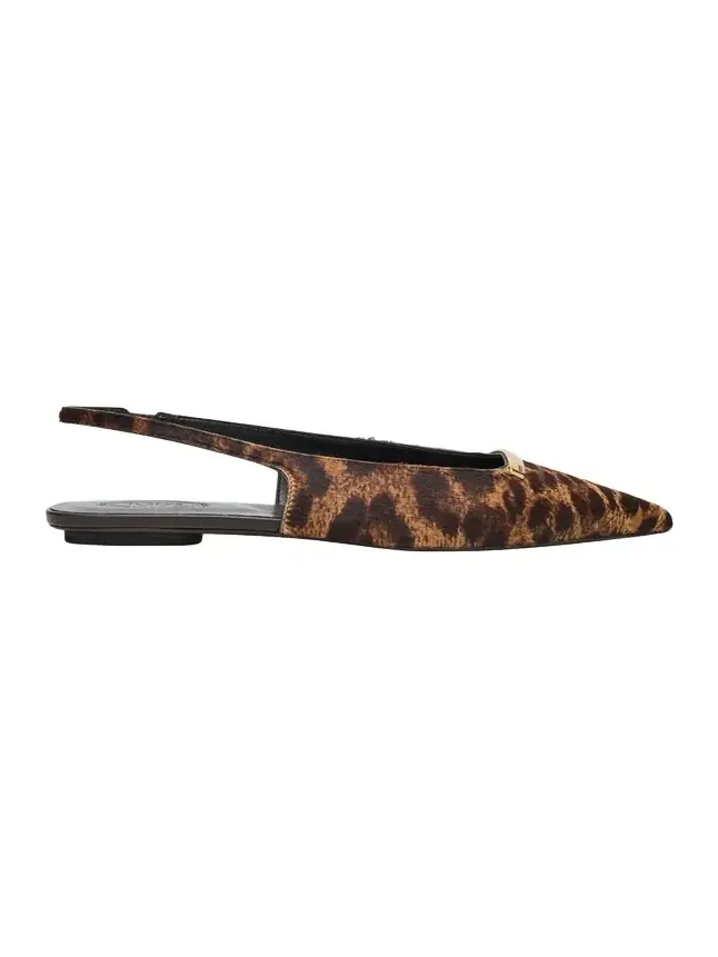Leopard-Printed Calf Hair Slingback Flats Leopard-Printed Calf Hair Slingback Flats