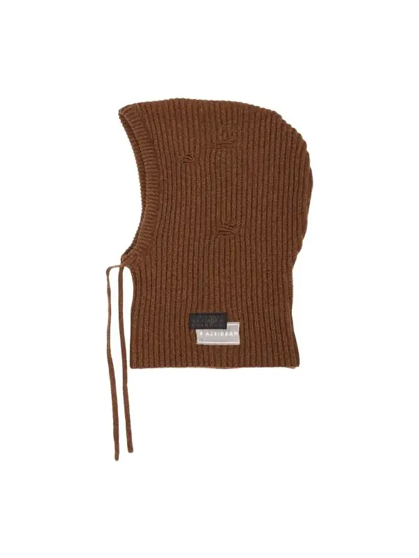 Drawstring Wool-Blend Knit Hood