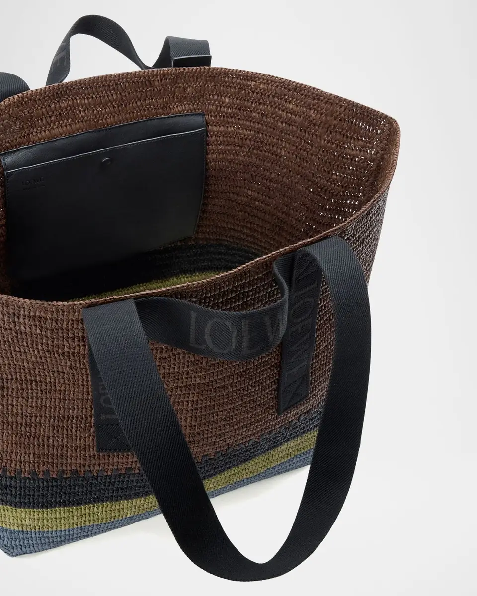 Loewe Men's Fold Raffia Shopper Tote Bag | Thumbnail 2 Loewe Men's Fold Raffia Shopper Tote Bag | Thumbnail 2