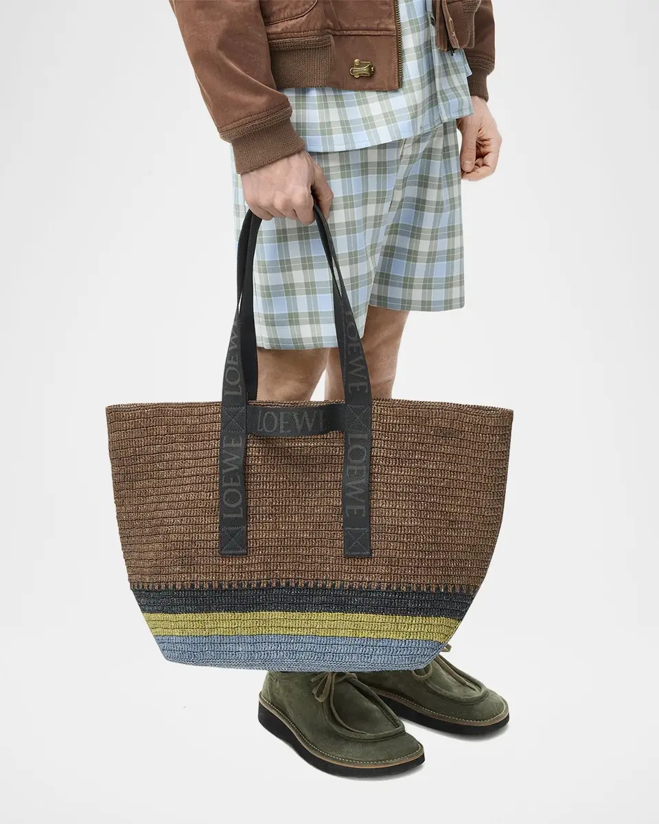 Loewe Men's Fold Raffia Shopper Tote Bag | Thumbnail 3 Loewe Men's Fold Raffia Shopper Tote Bag | Thumbnail 3