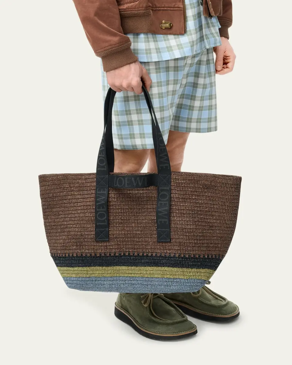 Loewe Men's Fold Raffia Shopper Tote Bag | Thumbnail 5 Loewe Men's Fold Raffia Shopper Tote Bag | Thumbnail 5