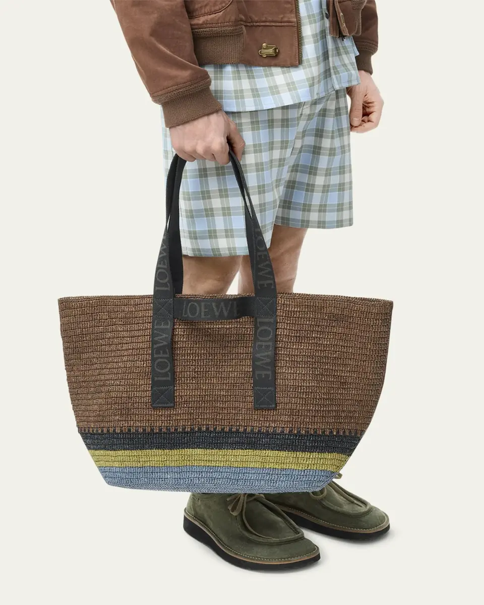 Loewe Men's Fold Raffia Shopper Tote Bag | Thumbnail 7 Loewe Men's Fold Raffia Shopper Tote Bag | Thumbnail 7