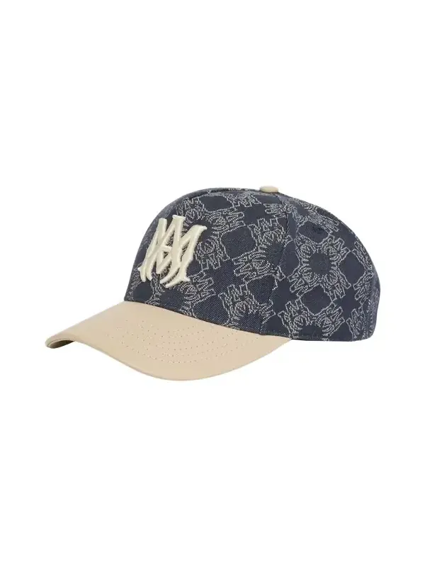 AMIRI Men's Denim MA Quad Baseball Cap with Leather Bill