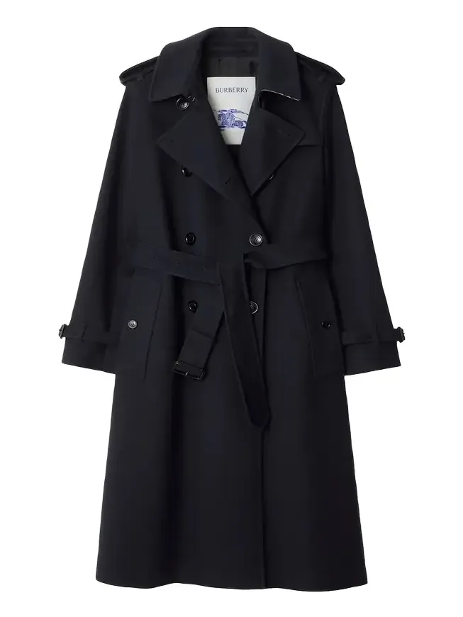 Kensington Belted Cashmere-Wool Double-Breasted Trench Coat