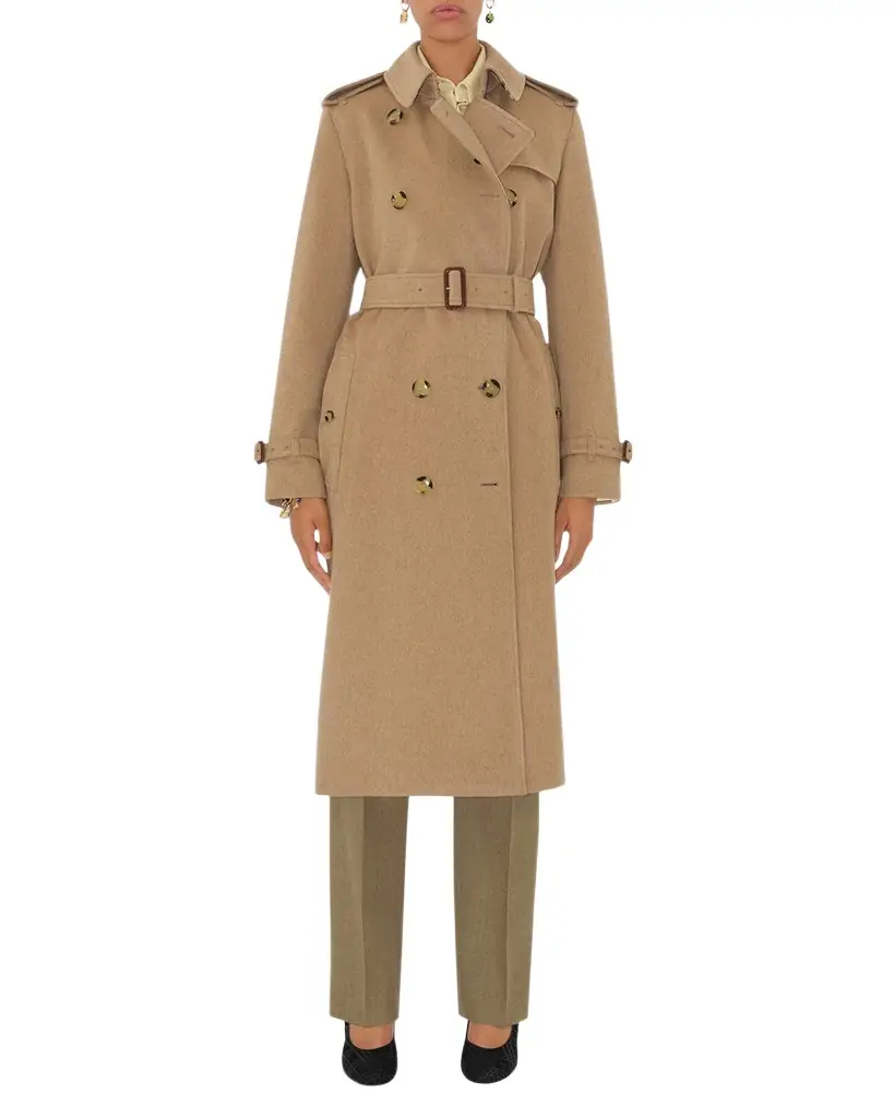 Burberry Kensington Belted Cashmere-Wool Double-Breasted Trench Coat | Image 1 Burberry Kensington Belted Cashmere-Wool Double-Breasted Trench Coat | Image 1