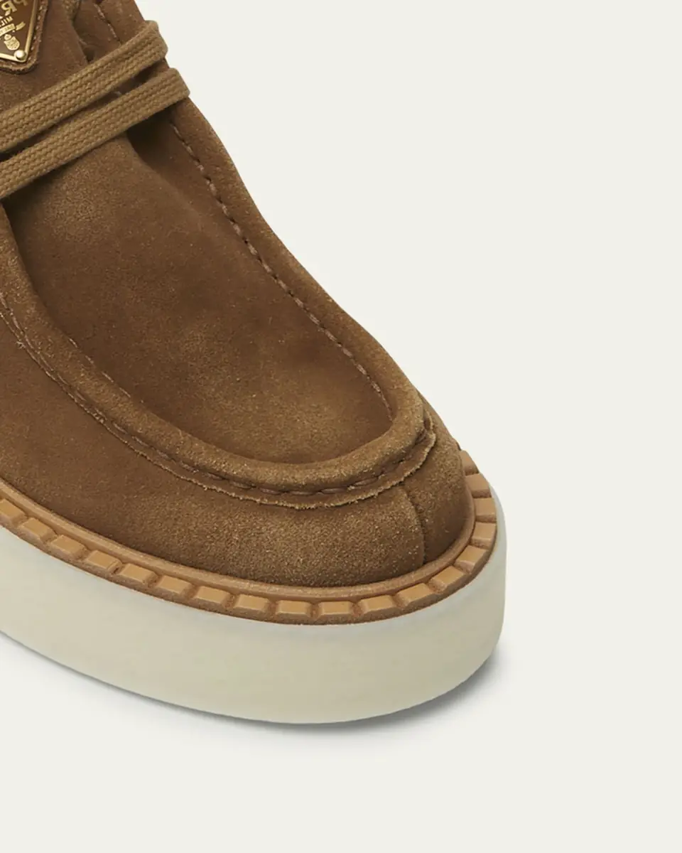 Prada Suede Shearling Lace-Up Booties | Thumbnail 2 Prada Suede Shearling Lace-Up Booties | Thumbnail 2