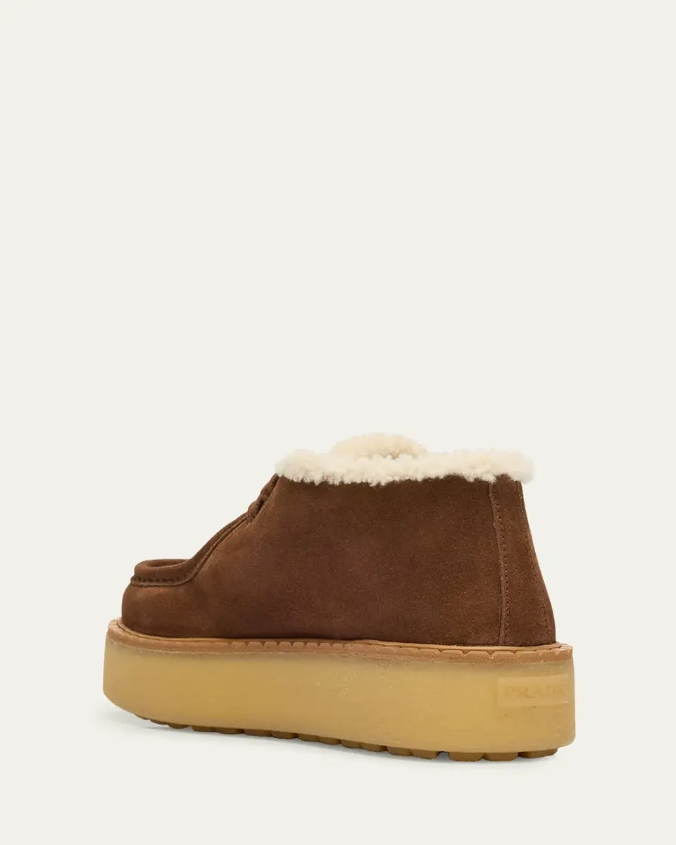 Prada Suede Shearling Lace-Up Booties | Thumbnail 5 Prada Suede Shearling Lace-Up Booties | Thumbnail 5