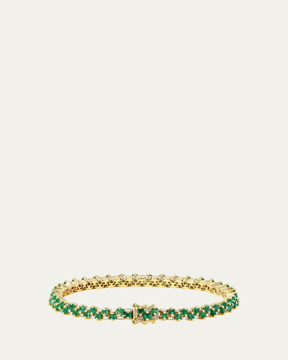 Suzanne Kalan 18K Yellow Gold Princess Mini Stack Emerald Tennis Bracelet | Thumbnail 3 Suzanne Kalan 18K Yellow Gold Princess Mini Stack Emerald Tennis Bracelet | Thumbnail 3