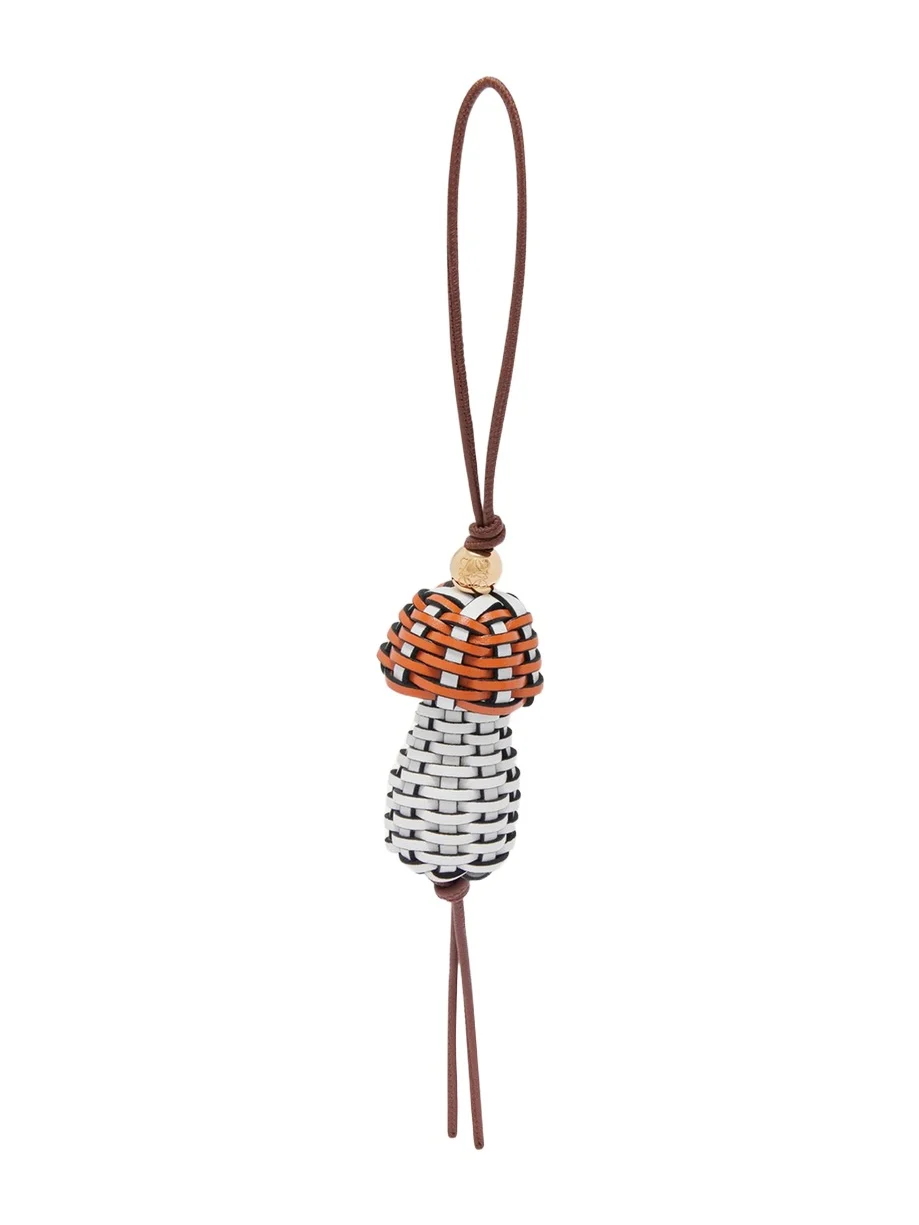 Mushroom Bag Charm in Woven Leather