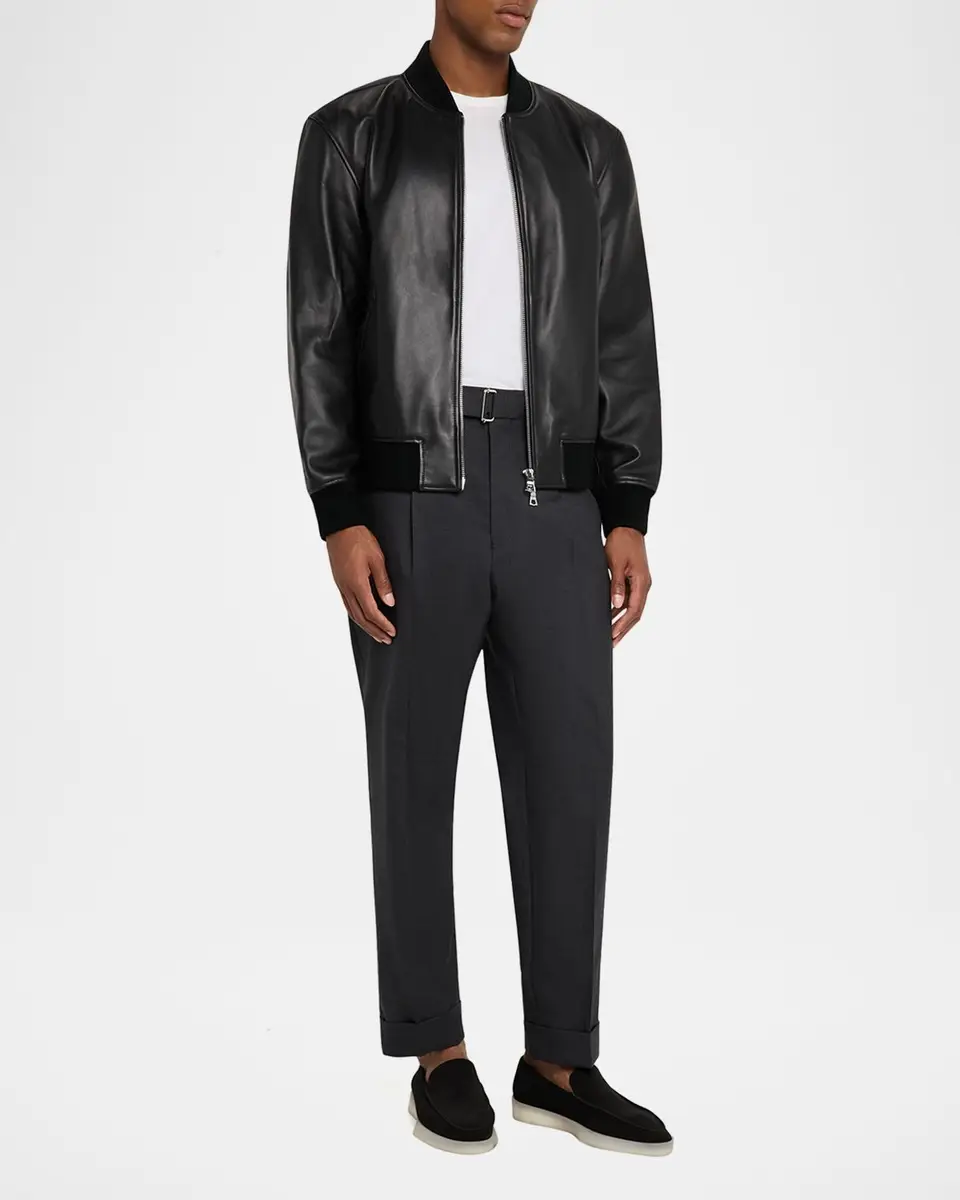 OFFICINE GÉNÉRALE Men's Hugo Wool Self-Belt Pleated Pants | Thumbnail 2 OFFICINE GÉNÉRALE Men's Hugo Wool Self-Belt Pleated Pants | Thumbnail 2