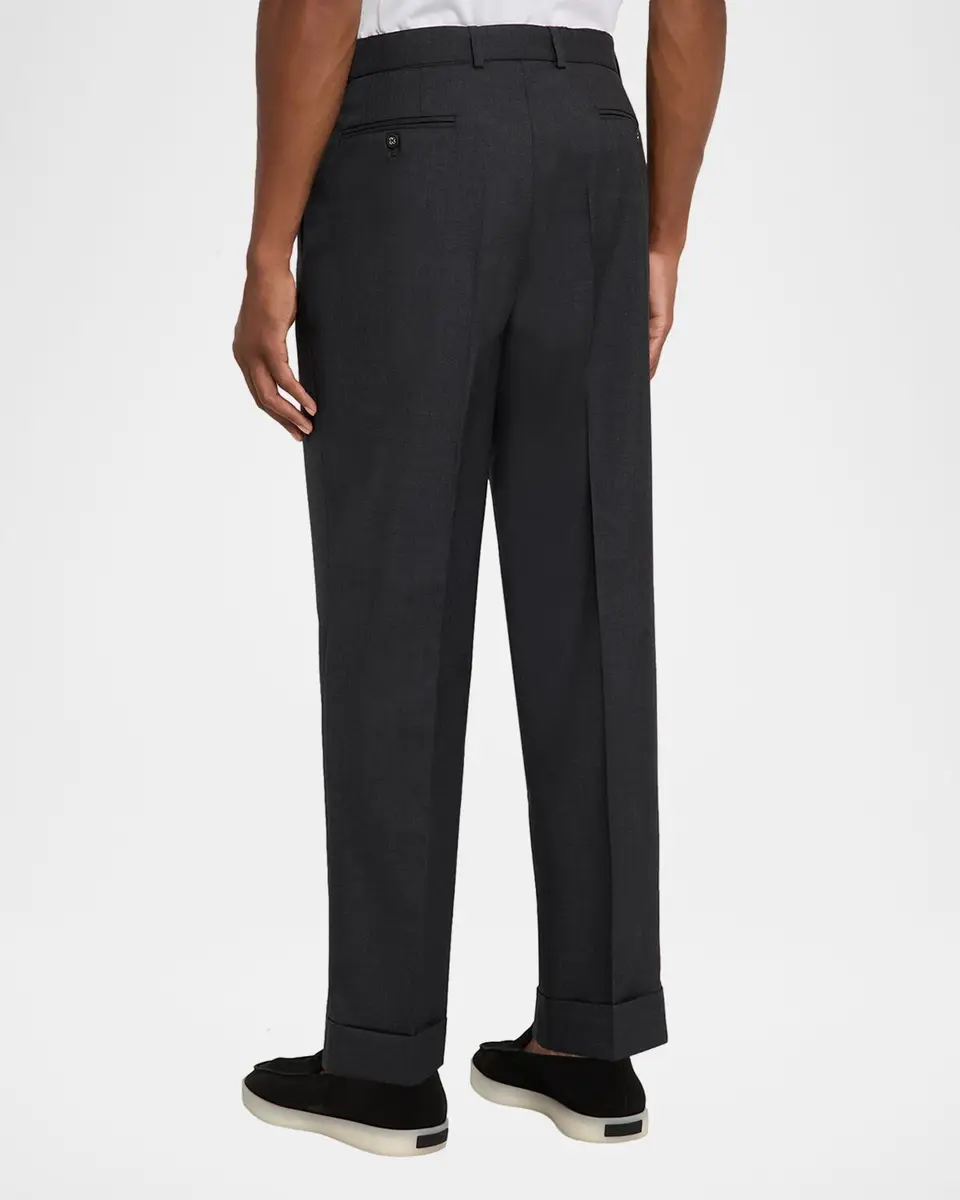 OFFICINE GÉNÉRALE Men's Hugo Wool Self-Belt Pleated Pants | Thumbnail 3 OFFICINE GÉNÉRALE Men's Hugo Wool Self-Belt Pleated Pants | Thumbnail 3