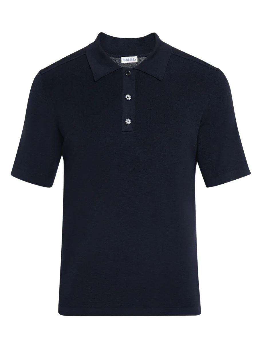 Burberry Men's Wool Knit Check-Placket Polo Shirt