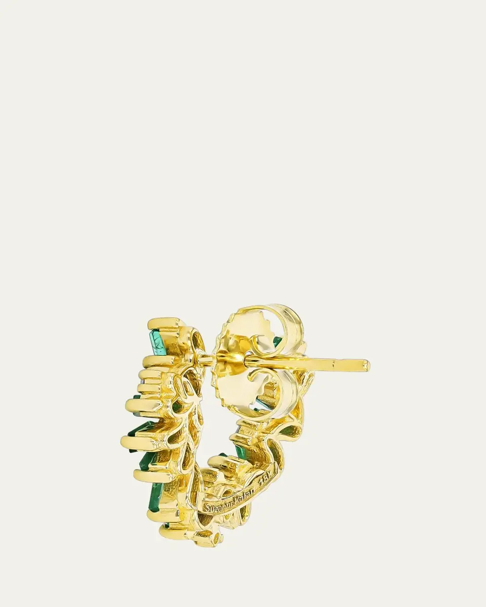 Suzanne Kalan 18K Yellow Gold Bold Burst Emerald Sideways Mini Hoop Earrings | Thumbnail 2