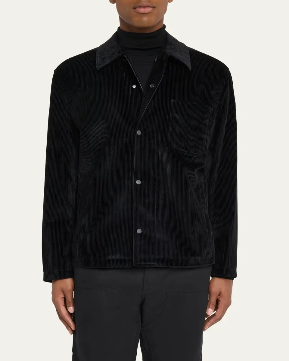 Moncler Men's Cotton Corduroy Button-Front Shirt | Thumbnail 4