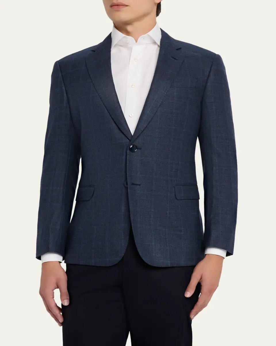 Giorgio Armani Men's Subtle Grid Wool Blend Sport Coat | Thumbnail 4 Giorgio Armani Men's Subtle Grid Wool Blend Sport Coat | Thumbnail 4