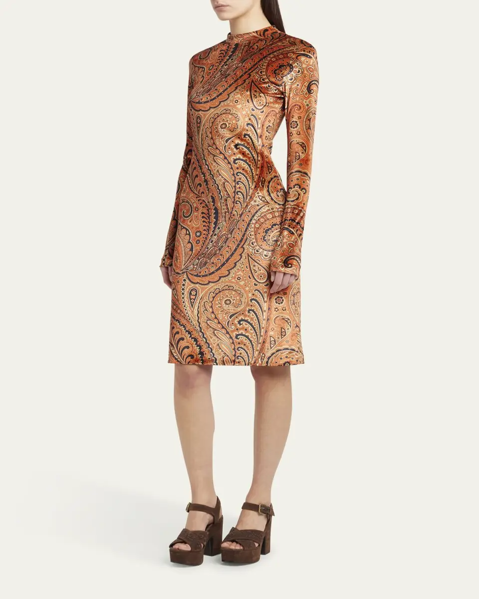 Etro Long-Sleeve Velvet Paisley Dress | Thumbnail 2 Etro Long-Sleeve Velvet Paisley Dress | Thumbnail 2