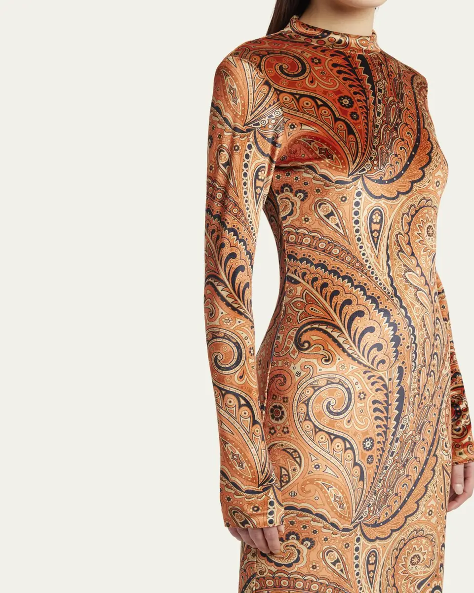 Etro Long-Sleeve Velvet Paisley Dress | Thumbnail 5 Etro Long-Sleeve Velvet Paisley Dress | Thumbnail 5