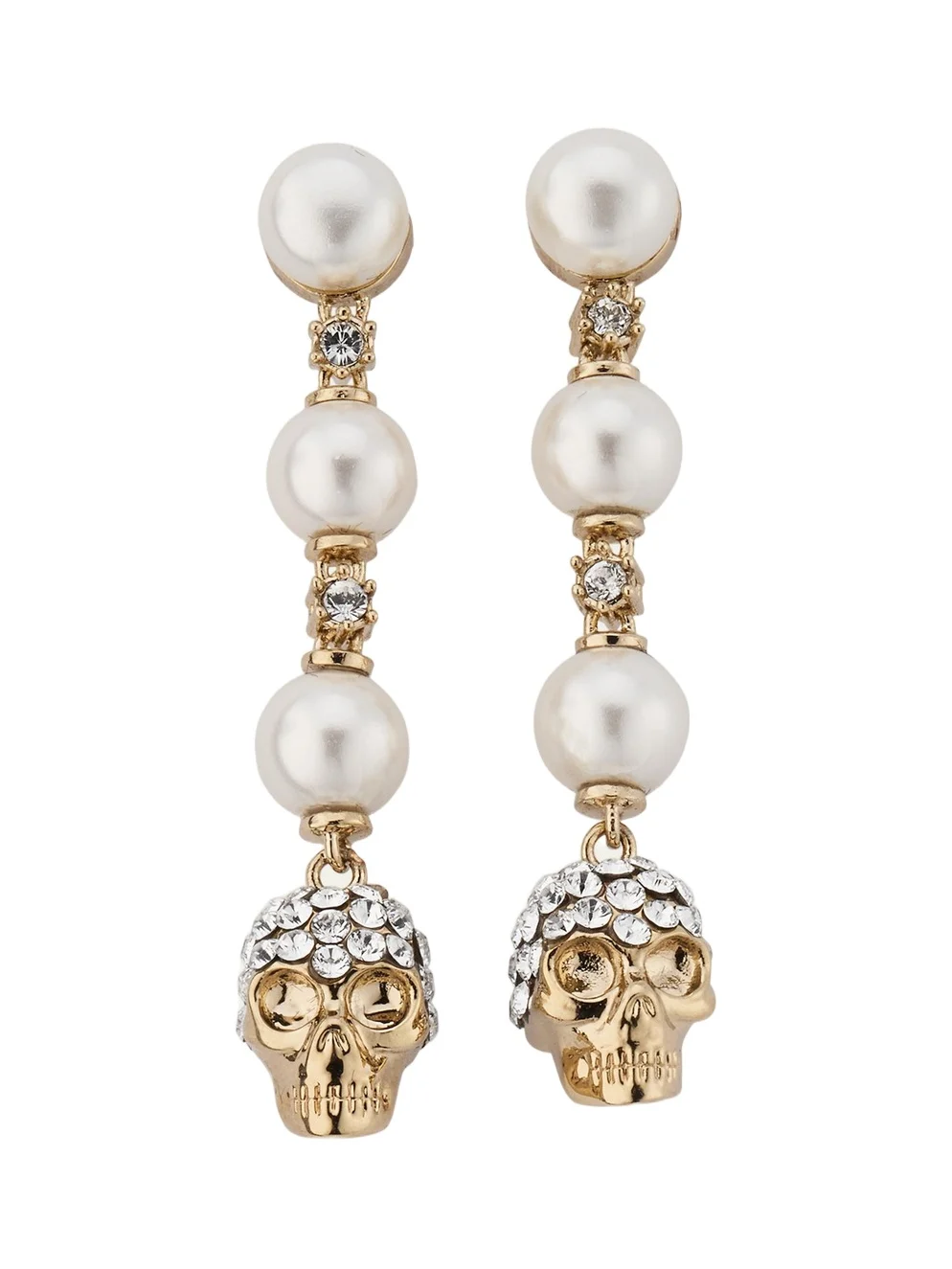 Alexander McQueen Pearly Skull Drop Earrings