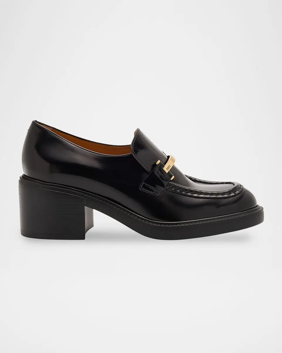 Tod's Gomma Leather Block-Heel Loafers | Thumbnail 3