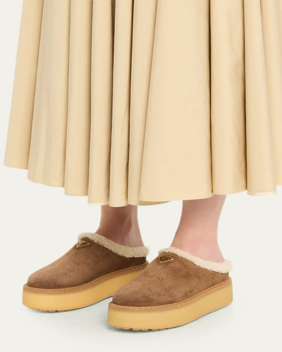 Prada Suede Shearling Cozy Platform Mules | Thumbnail 15 Prada Suede Shearling Cozy Platform Mules | Thumbnail 15