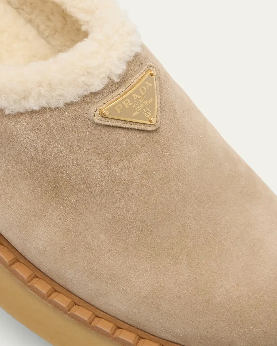 Prada Suede Shearling Cozy Platform Mules | Thumbnail 9 Prada Suede Shearling Cozy Platform Mules | Thumbnail 9