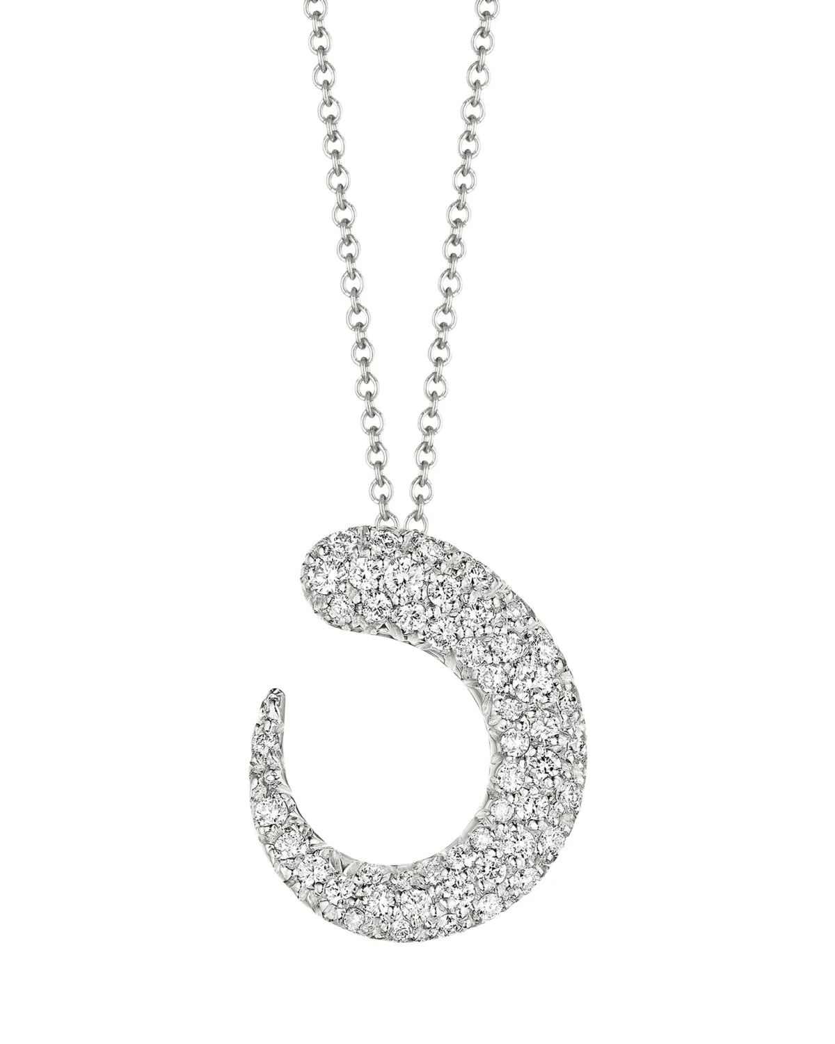Gocce 18K White Gold White Diamond Pendant Necklace