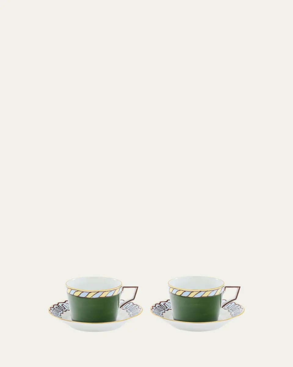 GINORI 1735 Il Viaggio di Nettuno Luna 7.4 oz. Teacups & Saucers, Set of 2 | Thumbnail 2