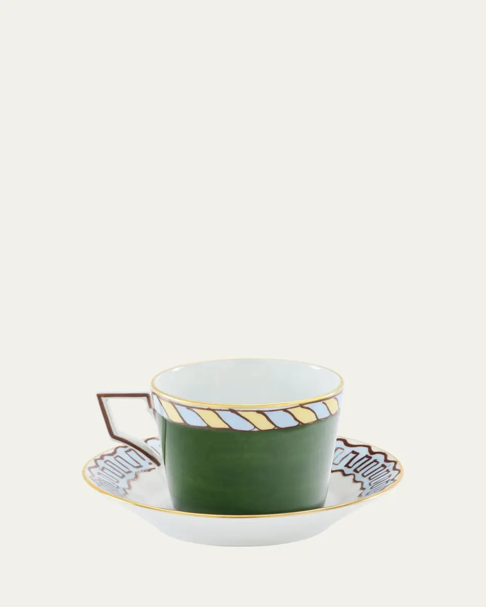 GINORI 1735 Il Viaggio di Nettuno Luna 7.4 oz. Teacups & Saucers, Set of 2 | Thumbnail 3